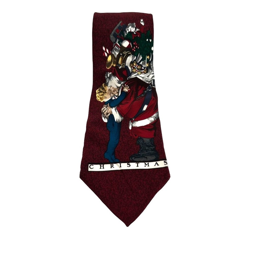 The Saturday Evening Post Neck Tie Mens 100% Silk Red Santa Claus Vintage 1996